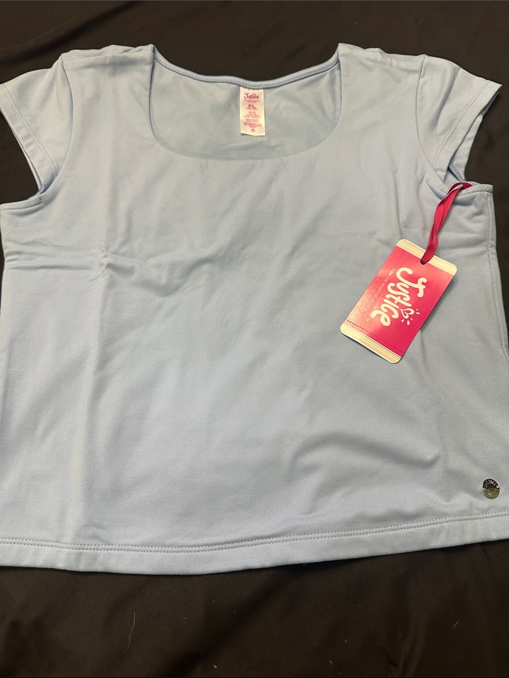 Justice Light Blue Scoop Neck Short Sleeve Top